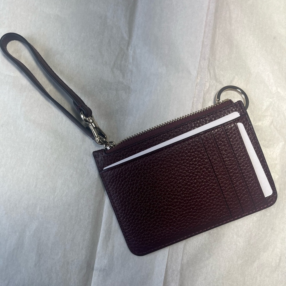 Kate Spade ♠️ Burgundy Wristlet Pouch Leather Wallet - Picture 4 of 9
